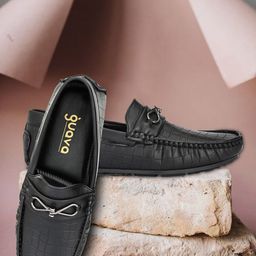 Guava Men Black Driving Shoes-image-99