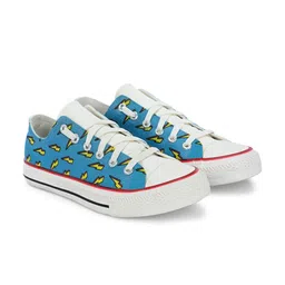 CROWCIA LONDON Men Printed Round Toe Lightweight Canvas Sneakers-image-84