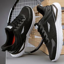Red Tape Men Black Mesh Walking Shoes-42