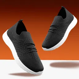 KRAASA Women Black Mesh Running Non-Marking Shoes-picture-8