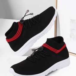 FAUSTO Men Black Mesh Running Non-Marking Shoes-33