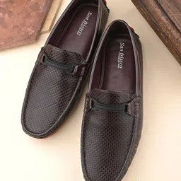 San Frissco Men Textured Lightweight Horsebit Loafers-image-68