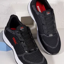 HRX by Hrithik Roshan Men Black & Grey Flyknit Mesh Marking Running Shoes-picture-16