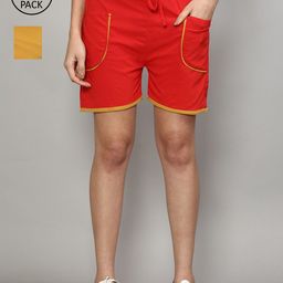 GRACIT Women Pack of 2 Red Running Shorts-image-1