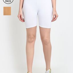 GRACIT Women White &v Beige Cycling Sports Shorts-image-61