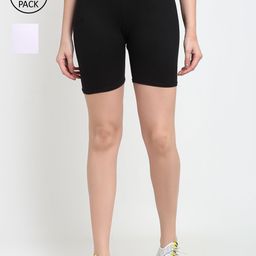 GRACIT Women Pack of 2 Black Cycling Sports Shorts-image-135