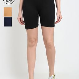 Jinfo Women Pack of 3 Solid Cycling Shorts-44