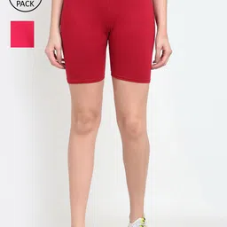 GRACIT Women Pack Of 2 Pink Cycling Cotton Sports Shorts-picture-27