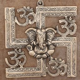 eCraftIndia Silver-Toned Lord Ganesha Om Swastik Wall Hanging Showpiece-image-80