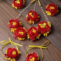 ZENEME Floral Beaded Haldi & Mehendi Jewellery Set-image-10