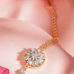 Rubans Gold-Plated Artificial Stones Studded Maang Tikka Head Jewellery-image-12