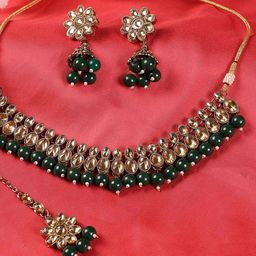 Jazz and Sizzle Gold-Plated Kundan-Studded & Beaded Jewellery Set-90