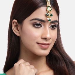 Anouk Women Gold-Plated Pearl & Kundan Studded Maang Tikka-image-57