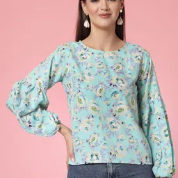 Oomph! Floral Printed Puff Sleeves Top-image-10