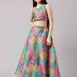 Inddus Girls Printed Ready to Wear Lehenga & Blouse-image-43