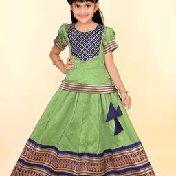 BAESD Girls Embellished Puffed Sleeves Zari Ready to Wear Lehenga Choli-image-85
