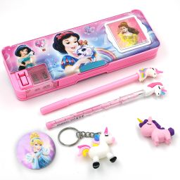 Inbuilt Calculator and Sharpener Pencil Box with Accessories for Kids Disney Princess Designed Art Plastic Pencil Box-image-28