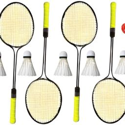 Racquet Set of 4pcs (2 Pair) With 6pcs Feather Shuttles 1 Net 1 Pencil Rope Badminton Kit-image-50