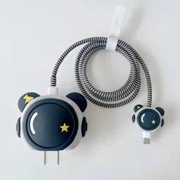 Micvir Charger Cover for iPhone 18W-20W Charger, 3D Cartoon Design Astronaut, Spiral Cable Protector-image-56
