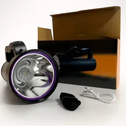ascentech Rechargeable LED Metal Torch Super Bright LED Light with 9 hrs Backup Torch image 2
