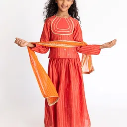 A Little Fable Girls Embellished Ready to Wear Lehenga & Blouse With Dupatta-picture-17