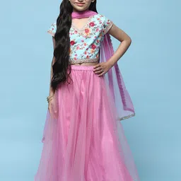 Biba Girls Printed Thread Work Ready to Wear Lehenga & Blouse With Dupatta-picture-18