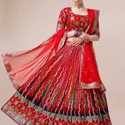 SAPTRANGI Embellished Semi-Stitched Lehenga & Unstitched Blouse With Dupatta-picture-23