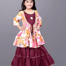 BAESD Girls Solid Ready to Wear Cotton Lehenga Choli & Printed Shrug-picture-51