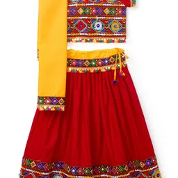 BANJARA INDIA Girls Embroidered Mirror Work Ready to Wear Lehenga Choli With Dupatta-image-40