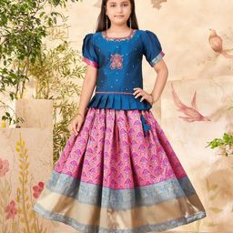 BAESD Girls Embroidered Beads and Stones Ready to Wear Lehenga & Blouse-image-83