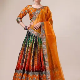 SAPTRANGI Embellished Semi-Stitched Lehenga & Unstitched Blouse With Dupatta-picture-40