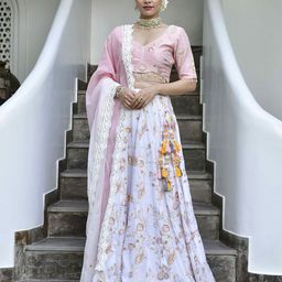 Lirose Embroidered Thread Work Ready to Wear Lehenga & Blouse With Dupatta-image-1
