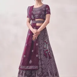 KALINI Embroidered Semi-Stitched Lehenga & Unstitched Blouse With Dupatta-image-30