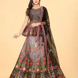 EthnicTree Printed Beads and Stones Ready to Wear Lehenga & Blouse With Dupatta-picture-19
