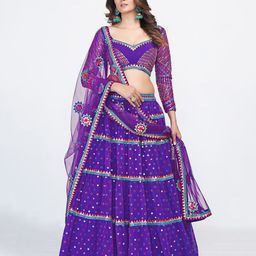 Fusionic Embellished Mirror Work Semi-Stitched Lehenga Choli With Dupatta-picture-27