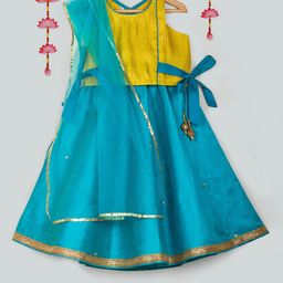 Tangerine Closet Girls Woven Design Ready to Wear Lehenga & Blouse With Dupatta-picture-48