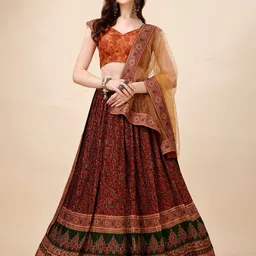 SAPTRANGI Printed Ready to Wear Lehenga & Blouse With Dupatta-picture-15