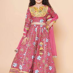 Bitiya by Bhama Girls Floral Printed Ready to Wear Lehenga & Blouse With Dupatta-34