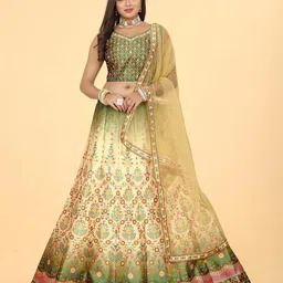 EthnicTree Floral Printed Beads and Stones Ready to Wear Lehenga & Blouse With Dupatta-picture-49