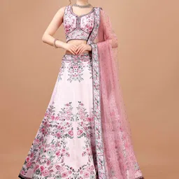 SAPTRANGI Printed Semi-Stitched Lehenga & Blouse With Dupatta-image-85