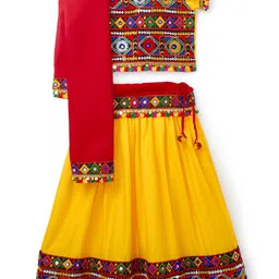 BANJARA INDIA Girls Cotton Embroidered Ready to Wear Lehenga & Blouse With Dupatta-image-22