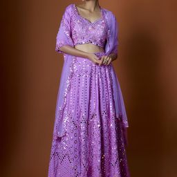 Mehak Murpana Embellished Mirror Work Ready to Wear Lehenga & Blouse With Dupatta-picture-19
