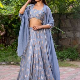 HOUSE OF JAMOTI Woven Design Ready to Wear Lehenga & Blouse With Dupatta-picture-36