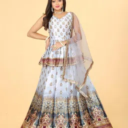 EthnicTree Ethnic Printed Beads and Stones Ready to Wear Lehenga & Blouse With Dupatta-picture-36