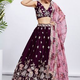 panchhi Embroidered Sequinned Semi-Stitched Lehenga & Unstitched Blouse With Dupatta-picture-13