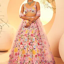 ANEESH AGARWAAL Embroidered Thread Work Ready to Wear Lehenga & Blouse With Dupatta-image-47