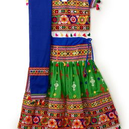BANJARA INDIA Girls Ethnic Motif Embroidered Ready to Wear Lehenga & Blouse With Dupatta-picture-14