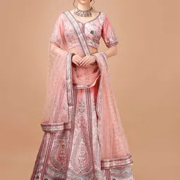 SAPTRANGI Printed Semi-Stitched Lehenga & Blouse With Dupatta-image-39