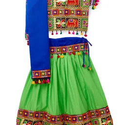 BANJARA INDIA Girls Embroidered Mirror Work Ready to Wear Lehenga & Blouse With Dupatta-image-19