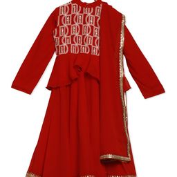 Ethnovog Girls Maroon  Gold-Toned Embroidered Made to Measure Lehenga  Blouse With Dupatta-picture-56